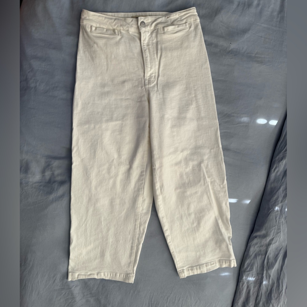 Madewell curvy Emmett wide leg Jean in white.